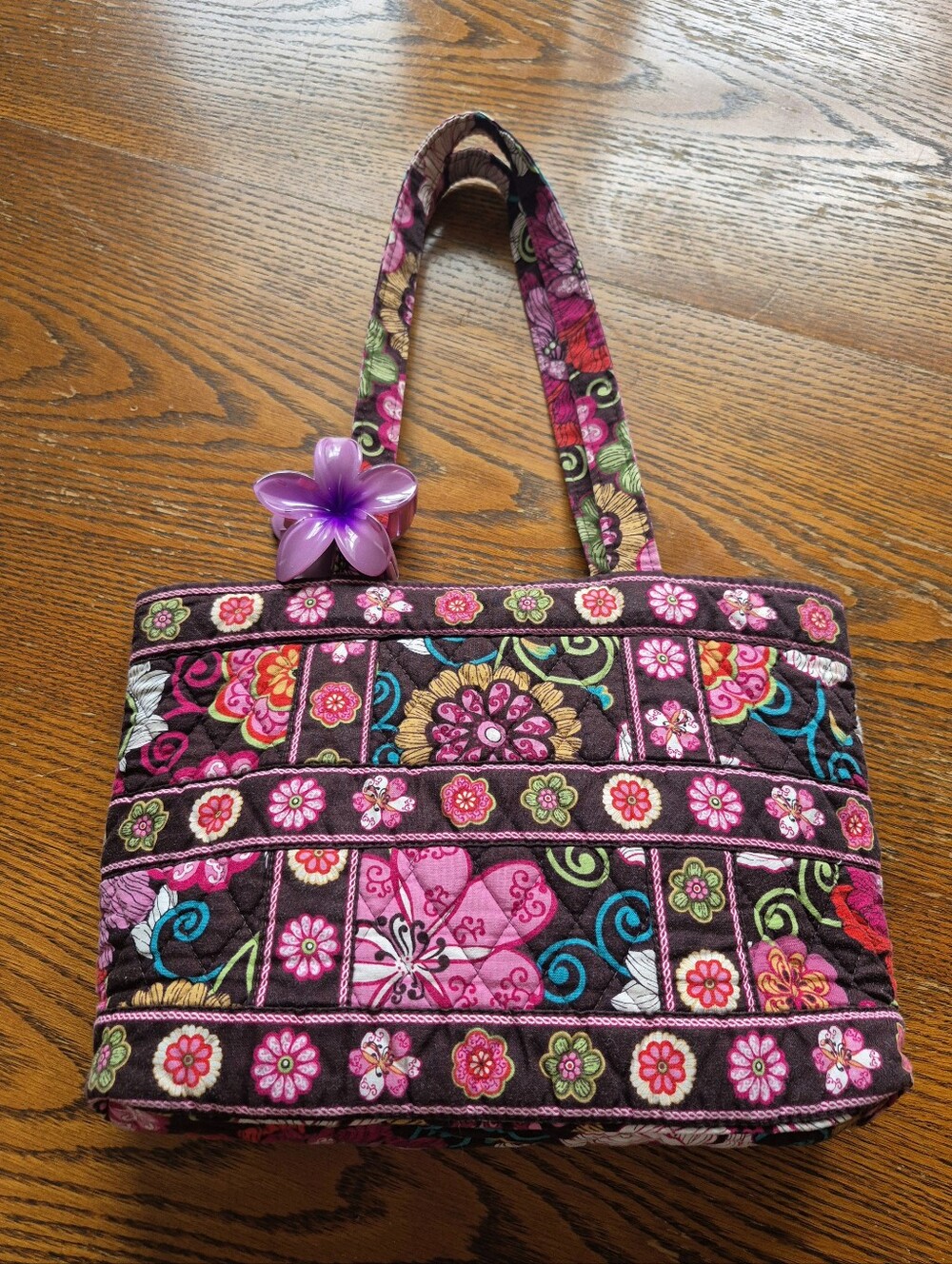 Vera Bradley Mod Floral Pink Tic Tac Tote Shoulder Bag - Picture 2 of 7